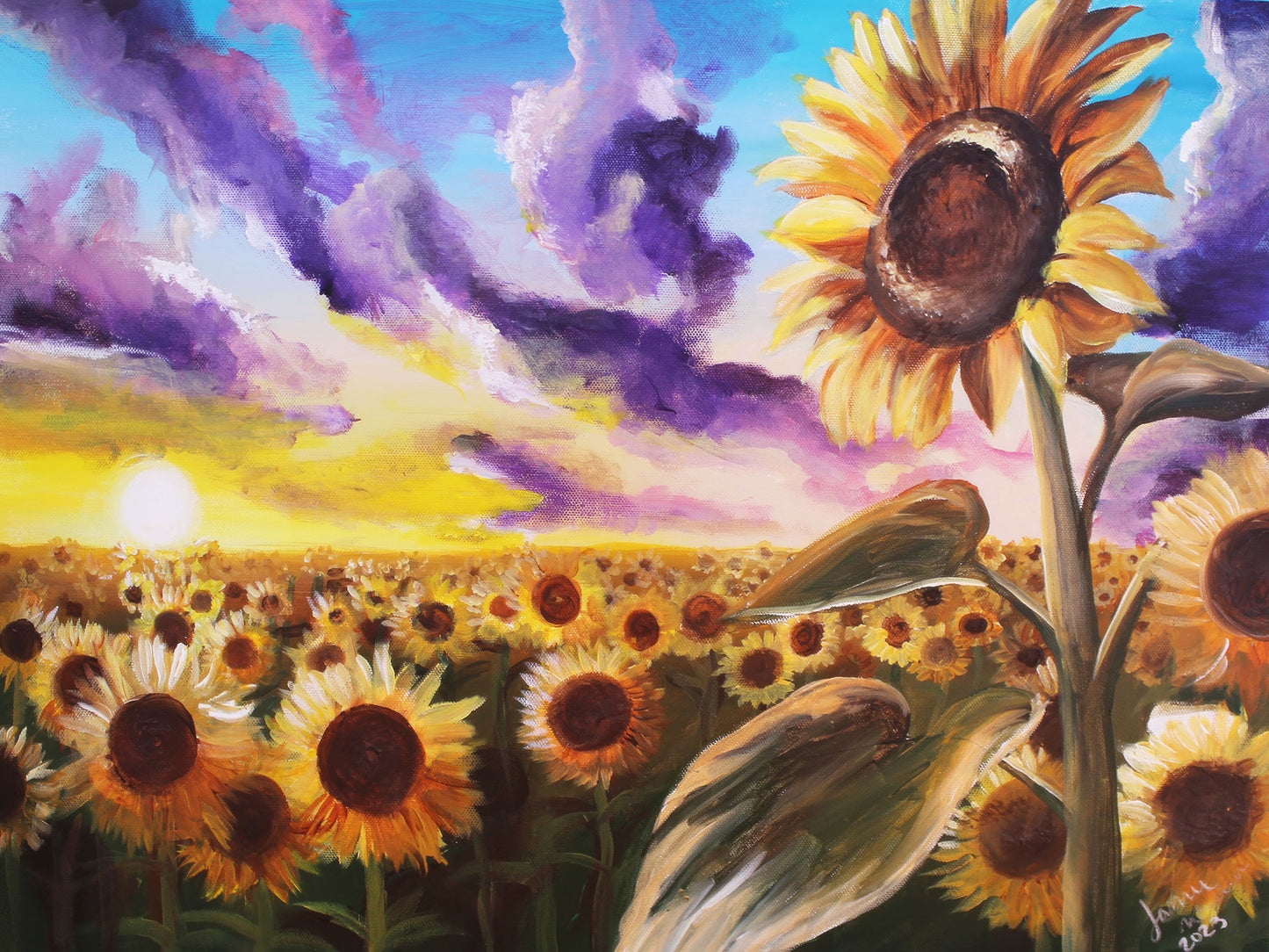 Jamie Whitlow - Sunflowers at Sunset Print