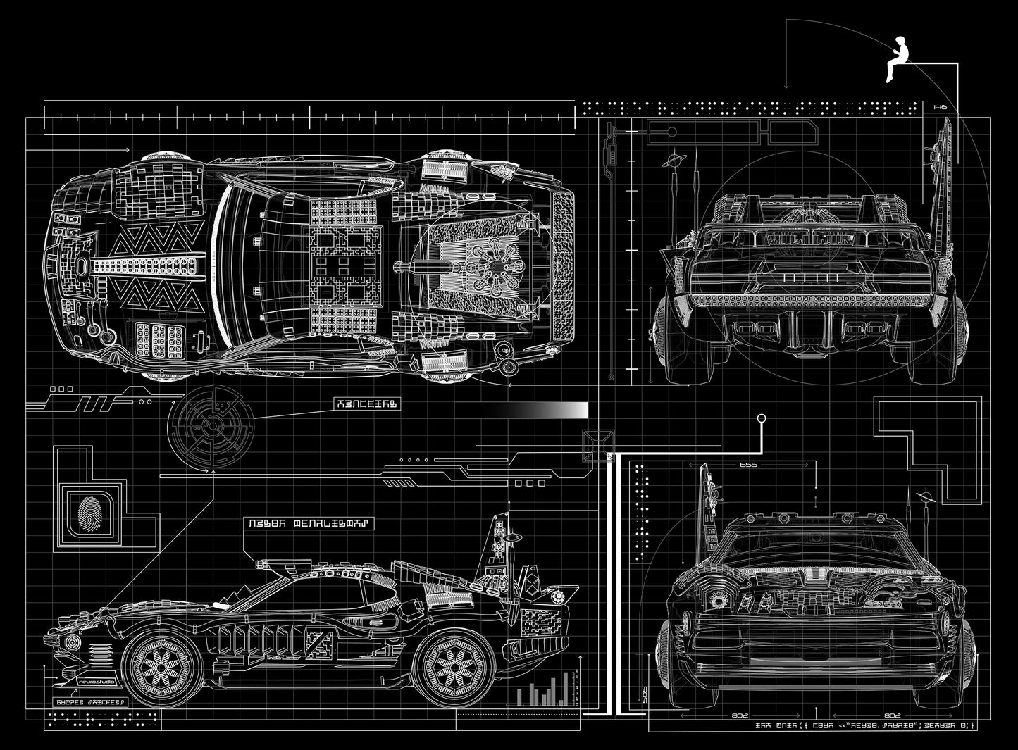 Stu.art - Shimmering Schematics Print